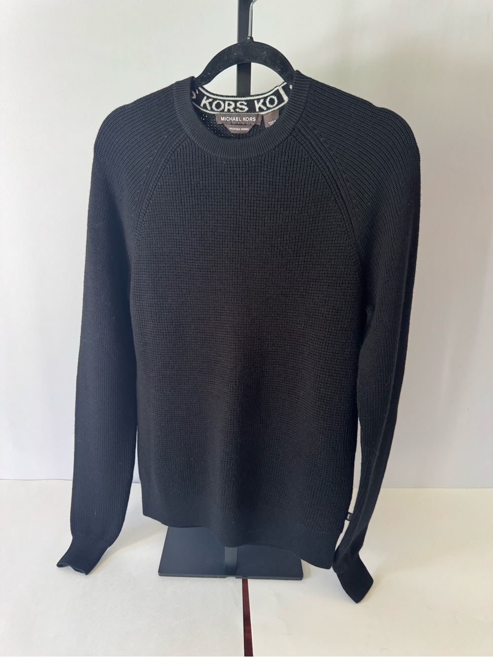 Michael Kors Men’s Black Crewneck Knit Sweater Merino Wool Size Small